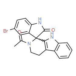 ChemSpider 2D Image | 2-Acetyl-5'-bromo-2,3,4,9-tetrahydrospiro[beta-carboline-1,3'-indol]-2'(1'H)-one | C20H16BrN3O2