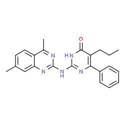 ChemSpider 2D Image | 4-pyrimidinol, 2-[(4,7-dimethyl-2-quinazolinyl)amino]-6-phenyl-5-propyl- | C23H23N5O