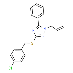 ChemSpider 2D Image | 1-Allyl-3-[(4-chlorobenzyl)sulfanyl]-5-phenyl-1H-1,2,4-triazole | C18H16ClN3S
