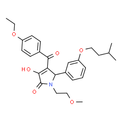ChemSpider 2D Image | 4-(4-Ethoxybenzoyl)-3-hydroxy-1-(2-methoxyethyl)-5-[3-(3-methylbutoxy)phenyl]-1,5-dihydro-2H-pyrrol-2-one | C27H33NO6