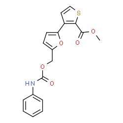 ChemSpider 2D Image | Methyl 3-(5-{[(phenylcarbamoyl)oxy]methyl}-2-furyl)-2-thiophenecarboxylate | C18H15NO5S