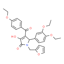 ChemSpider 2D Image | 5-(3,4-Diethoxyphenyl)-4-(4-ethoxybenzoyl)-1-(2-furylmethyl)-3-hydroxy-1,5-dihydro-2H-pyrrol-2-one | C28H29NO7