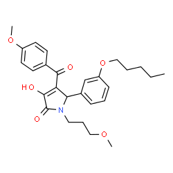 ChemSpider 2D Image | 3-Hydroxy-4-(4-methoxybenzoyl)-1-(3-methoxypropyl)-5-[3-(pentyloxy)phenyl]-1,5-dihydro-2H-pyrrol-2-one | C27H33NO6