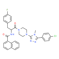ChemSpider 2D Image | N-[1-{4-[5-(4-Chlorophenyl)-4-methyl-4H-1,2,4-triazol-3-yl]-1-piperazinyl}-3-(4-fluorophenyl)-1-oxo-2-propanyl]-1-naphthamide | C33H30ClFN6O2