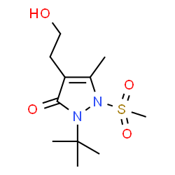 ChemSpider 2D Image | 4-(2-Hydroxyethyl)-5-methyl-2-(2-methyl-2-propanyl)-1-(methylsulfonyl)-1,2-dihydro-3H-pyrazol-3-one | C11H20N2O4S