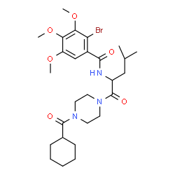 ChemSpider 2D Image | 2-Bromo-N-{1-[4-(cyclohexylcarbonyl)-1-piperazinyl]-4-methyl-1-oxo-2-pentanyl}-3,4,5-trimethoxybenzamide | C27H40BrN3O6