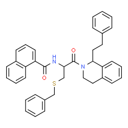ChemSpider 2D Image | N-{3-(Benzylsulfanyl)-1-oxo-1-[1-(2-phenylethyl)-3,4-dihydro-2(1H)-isoquinolinyl]-2-propanyl}-1-naphthamide | C38H36N2O2S