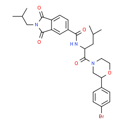 ChemSpider 2D Image | N-{1-[2-(4-Bromophenyl)-4-morpholinyl]-4-methyl-1-oxo-2-pentanyl}-2-isobutyl-1,3-dioxo-5-isoindolinecarboxamide | C29H34BrN3O5