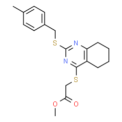ChemSpider 2D Image | Methyl ({2-[(4-methylbenzyl)sulfanyl]-5,6,7,8-tetrahydro-4-quinazolinyl}sulfanyl)acetate | C19H22N2O2S2