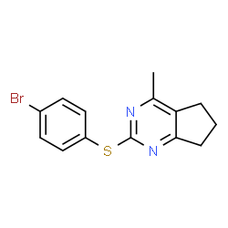 ChemSpider 2D Image | 2-[(4-Bromophenyl)sulfanyl]-4-methyl-6,7-dihydro-5H-cyclopenta[d]pyrimidine | C14H13BrN2S