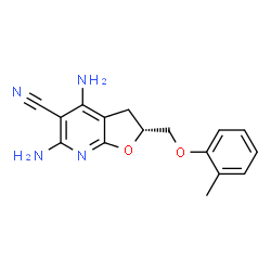 ChemSpider 2D Image | (2R)-4,6-Diamino-2-[(2-methylphenoxy)methyl]-2,3-dihydrofuro[2,3-b]pyridine-5-carbonitrile | C16H16N4O2