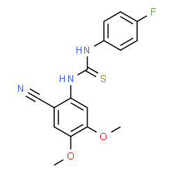 ChemSpider 2D Image | 1-(2-Cyano-4,5-dimethoxyphenyl)-3-(4-fluorophenyl)thiourea | C16H14FN3O2S