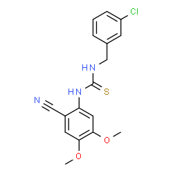 ChemSpider 2D Image | 1-(3-Chlorobenzyl)-3-(2-cyano-4,5-dimethoxyphenyl)thiourea | C17H16ClN3O2S