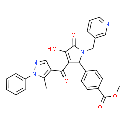 ChemSpider 2D Image | Methyl 4-{4-hydroxy-3-[(5-methyl-1-phenyl-1H-pyrazol-4-yl)carbonyl]-5-oxo-1-(3-pyridinylmethyl)-2,5-dihydro-1H-pyrrol-2-yl}benzoate | C29H24N4O5