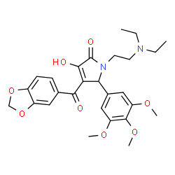 ChemSpider 2D Image | 4-(1,3-Benzodioxol-5-ylcarbonyl)-1-[2-(diethylamino)ethyl]-3-hydroxy-5-(3,4,5-trimethoxyphenyl)-1,5-dihydro-2H-pyrrol-2-one | C27H32N2O8