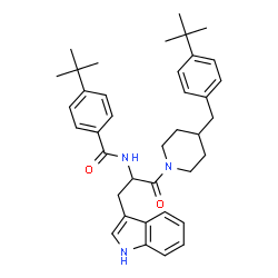 ChemSpider 2D Image | N-[3-(1H-Indol-3-yl)-1-{4-[4-(2-methyl-2-propanyl)benzyl]-1-piperidinyl}-1-oxo-2-propanyl]-4-(2-methyl-2-propanyl)benzamide | C38H47N3O2