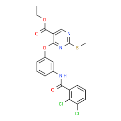ChemSpider 2D Image | Ethyl 4-{3-[(2,3-dichlorobenzoyl)amino]phenoxy}-2-(methylsulfanyl)-5-pyrimidinecarboxylate | C21H17Cl2N3O4S