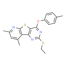 ChemSpider 2D Image | 2-(Ethylsulfanyl)-7,9-dimethyl-4-(4-methylphenoxy)pyrido[3',2':4,5]thieno[3,2-d]pyrimidine | C20H19N3OS2