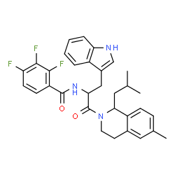ChemSpider 2D Image | 2,3,4-Trifluoro-N-[3-(1H-indol-3-yl)-1-(1-isobutyl-6-methyl-3,4-dihydro-2(1H)-isoquinolinyl)-1-oxo-2-propanyl]benzamide | C32H32F3N3O2