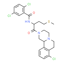 ChemSpider 2D Image | 2,5-Dichloro-N-[1-(8-chloro-1,3,4,6,7,11b-hexahydro-2H-pyrazino[2,1-a]isoquinolin-2-yl)-4-(methylsulfanyl)-1-oxo-2-butanyl]benzamide | C24H26Cl3N3O2S