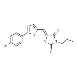 ChemSpider 2D Image | (5Z)-5-{[5-(4-Bromophenyl)-2-furyl]methylene}-3-propyl-2-thioxo-1,3-thiazolidin-4-one | C17H14BrNO2S2