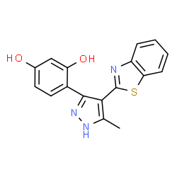 ChemSpider 2D Image | 4-(4-Benzothiazol-2-yl-5-methyl-1H-pyrazol-3-yl)-benzene-1,3-diol | C17H13N3O2S