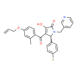 ChemSpider 2D Image | 4-[4-(Allyloxy)-2-methylbenzoyl]-5-(4-fluorophenyl)-3-hydroxy-1-(3-pyridinylmethyl)-1,5-dihydro-2H-pyrrol-2-one | C27H23FN2O4