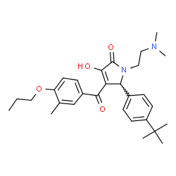 ChemSpider 2D Image | 5-(4-tert-Butylphenyl)-1-[2-(dimethylamino)ethyl]-3-hydroxy-4-(3-methyl-4-propoxybenzoyl)-1,5-dihydro-2H-pyrrol-2-one | C29H38N2O4