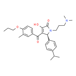 ChemSpider 2D Image | 1-[3-(Dimethylamino)propyl]-3-hydroxy-5-(4-isopropylphenyl)-4-(3-methyl-4-propoxybenzoyl)-1,5-dihydro-2H-pyrrol-2-one | C29H38N2O4