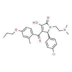 ChemSpider 2D Image | 5-(4-Chlorophenyl)-1-[2-(dimethylamino)ethyl]-3-hydroxy-4-(2-methyl-4-propoxybenzoyl)-1,5-dihydro-2H-pyrrol-2-one | C25H29ClN2O4