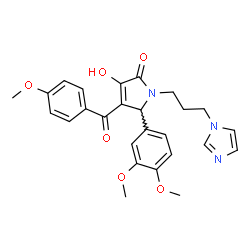 ChemSpider 2D Image | 5-(3,4-Dimethoxyphenyl)-3-hydroxy-1-[3-(1H-imidazol-1-yl)propyl]-4-(4-methoxybenzoyl)-1,5-dihydro-2H-pyrrol-2-one | C26H27N3O6