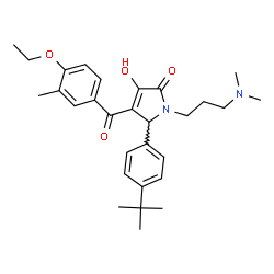 ChemSpider 2D Image | 5-(4-tert-Butylphenyl)-1-[3-(dimethylamino)propyl]-4-(4-ethoxy-3-methylbenzoyl)-3-hydroxy-1,5-dihydro-2H-pyrrol-2-one | C29H38N2O4