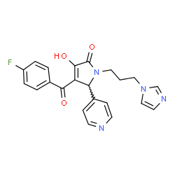 ChemSpider 2D Image | 4-(4-Fluorobenzoyl)-3-hydroxy-1-[3-(1H-imidazol-1-yl)propyl]-5-(4-pyridinyl)-1,5-dihydro-2H-pyrrol-2-one | C22H19FN4O3