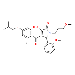 ChemSpider 2D Image | 3-Hydroxy-4-(4-isobutoxy-2-methylbenzoyl)-5-(2-methoxyphenyl)-1-(3-methoxypropyl)-1,5-dihydro-2H-pyrrol-2-one | C27H33NO6