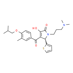 ChemSpider 2D Image | 1-[3-(Dimethylamino)propyl]-3-hydroxy-4-(4-isobutoxy-3-methylbenzoyl)-5-(2-thienyl)-1,5-dihydro-2H-pyrrol-2-one | C25H32N2O4S