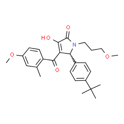 ChemSpider 2D Image | 5-(4-tert-Butylphenyl)-3-hydroxy-4-(4-methoxy-2-methylbenzoyl)-1-(3-methoxypropyl)-1,5-dihydro-2H-pyrrol-2-one | C27H33NO5