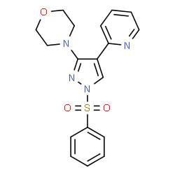 ChemSpider 2D Image | 4-[1-(Phenylsulfonyl)-4-(2-pyridinyl)-1H-pyrazol-3-yl]morpholine | C18H18N4O3S