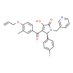 ChemSpider 2D Image | 4-[4-(Allyloxy)-3-methylbenzoyl]-5-(4-fluorophenyl)-3-hydroxy-1-(3-pyridinylmethyl)-1,5-dihydro-2H-pyrrol-2-one | C27H23FN2O4