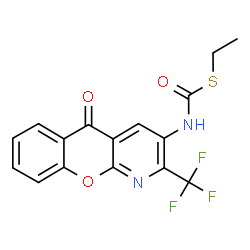 ChemSpider 2D Image | S-Ethyl [5-oxo-2-(trifluoromethyl)-5H-chromeno[2,3-b]pyridin-3-yl]carbamothioate | C16H11F3N2O3S
