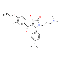 ChemSpider 2D Image | 4-[4-(Allyloxy)-3-methylbenzoyl]-5-[4-(dimethylamino)phenyl]-1-[3-(dimethylamino)propyl]-3-hydroxy-1,5-dihydro-2H-pyrrol-2-one | C28H35N3O4