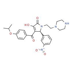 ChemSpider 2D Image | 3-Hydroxy-4-(4-isopropoxybenzoyl)-5-(3-nitrophenyl)-1-[2-(1-piperazinyl)ethyl]-1,5-dihydro-2H-pyrrol-2-one | C26H30N4O6