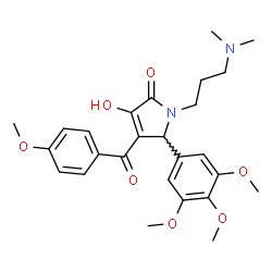 ChemSpider 2D Image | 1-[3-(Dimethylamino)propyl]-3-hydroxy-4-(4-methoxybenzoyl)-5-(3,4,5-trimethoxyphenyl)-1,5-dihydro-2H-pyrrol-2-one | C26H32N2O7