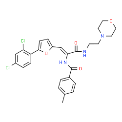 ChemSpider 2D Image | N-[(1Z)-1-[5-(2,4-Dichlorophenyl)-2-furyl]-3-{[2-(4-morpholinyl)ethyl]amino}-3-oxo-1-propen-2-yl]-4-methylbenzamide | C27H27Cl2N3O4