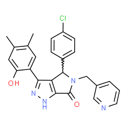 ChemSpider 2D Image | 4-(4-Chlorophenyl)-3-(2-hydroxy-4,5-dimethylphenyl)-5-(3-pyridinylmethyl)-4,5-dihydropyrrolo[3,4-c]pyrazol-6(1H)-one | C25H21ClN4O2