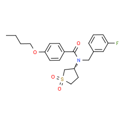 ChemSpider 2D Image | 4-Butoxy-N-(1,1-dioxidotetrahydro-3-thiophenyl)-N-(3-fluorobenzyl)benzamide | C22H26FNO4S