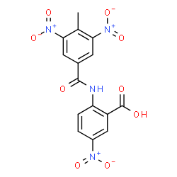 ChemSpider 2D Image | 2-[(4-Methyl-3,5-dinitrobenzoyl)amino]-5-nitrobenzoic acid | C15H10N4O9