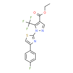 ChemSpider 2D Image | Ethyl 1-[4-(4-fluorophenyl)-2-thiazolyl]-5-(trifluoromethyl)-1H-pyrazole-4-carboxylate | C16H11F4N3O2S