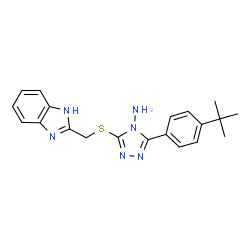 ChemSpider 2D Image | 3-[(1H-Benzimidazol-2-ylmethyl)sulfanyl]-5-(4-tert-butylphenyl)-4H-1,2,4-triazol-4-amine | C20H22N6S