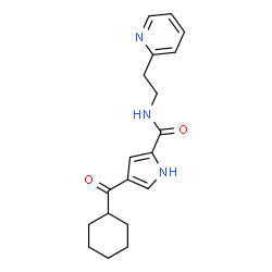 ChemSpider 2D Image | 4-(Cyclohexylcarbonyl)-N-[2-(2-pyridinyl)ethyl]-1H-pyrrole-2-carboxamide | C19H23N3O2