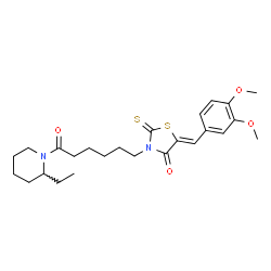 ChemSpider 2D Image | (5Z)-5-(3,4-Dimethoxybenzylidene)-3-[6-(2-ethyl-1-piperidinyl)-6-oxohexyl]-2-thioxo-1,3-thiazolidin-4-one | C25H34N2O4S2